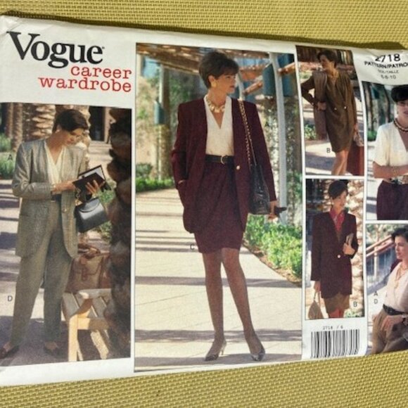 Vogue Vintage 1990's Sewing Pattern 2718 Jacket Skirt Blouse Pants UNCUT Sz 6-8- - Picture 1 of 3